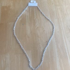 Banana Rep Factory long silvertone chain necklace abt 45 in adjusts smaller NWT